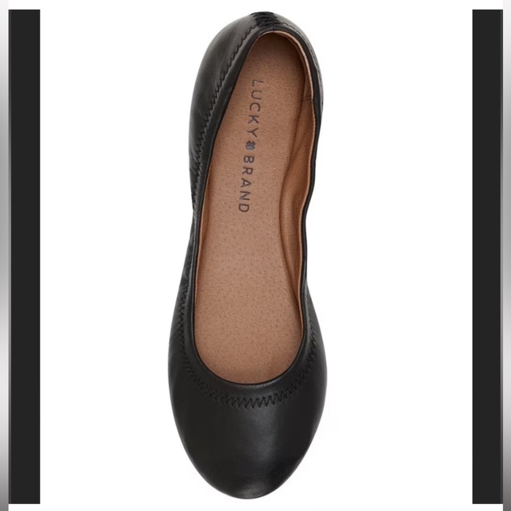 Lucky Brand Emmie Black Leather
Ballet Flats Round Toe Women's Shoes